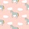 Vector cartoon cute kid horse pattern. Pastel nursery colors seamless wallpaper background print.