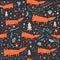 Vector cartoon cute little foxes forest pattern