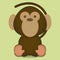 Vector Cartoon Cute Little Monkey Sitting Isolated