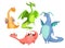 Vector cartoon cute magic colorful dragons set