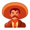 Vector Cartoon Cute Mexican Man llustration Isolated