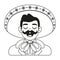 Vector Cartoon Cute Mexican Mariachi llustration Isolated