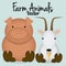 Vector Cartoon Cute Pig And Goat Isoated