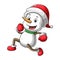 Vector cartoon cute snowman having fun