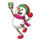 Vector cartoon cute snowman having fun