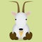 Vector Cartoon Cute White Goat Sitting Isolated