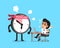 Vector cartoon deadline clock character and businessman