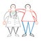 Vector cartoon doctor man and patient friendly and hugging