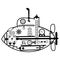 Vector cartoon drawing of a submarine