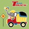 Vector cartoon of elephant driving truck