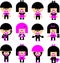 Vector Cartoon emo children icons