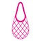 Vector cartoon empty pink grocery string bag or turtle mesh bag