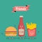 Vector cartoon. fast food. Friends forever. French fries and ketchup.