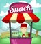 Vector cartoon fast food snack stand bar small culinary business illustration