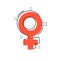 Vector cartoon female sex symbol icon in comic style. Women gender concept illustration pictogram. Girl business splash effect co