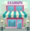 Vector cartoon feminine woman fashion shop illustration