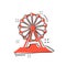Vector cartoon ferris wheel icon in comic style. Carousel in par