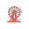 Vector cartoon ferris wheel icon in comic style. Carousel in par