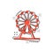 Vector cartoon ferris wheel icon in comic style. Carousel in par