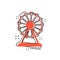 Vector cartoon ferris wheel icon in comic style. Carousel in par