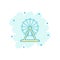 Vector cartoon ferris wheel icon in comic style. Carousel in par