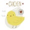 Vector cartoon flat Cute Yellow Baby Chicken.