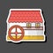 Vector cartoon flat watermill icon isolated on background