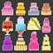 Vector cartoon flat wedding cakes