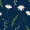 Vector cartoon flowers. Chamomiles and Lily of the valley. Seamless floral pattern. Fashion style for easter prints, batik and
