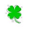 Vector cartoon four leaf clover icon in comic style. Clover sign