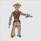 Vector cartoon freehand drawing of a cowboy