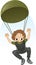 Vector cartoon frightened paratrooper