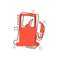 Vector cartoon fuel gas station icon in comic style. Car petrol