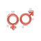 Vector cartoon gender icon in comic style. Men and women sign il