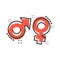 Vector cartoon gender icon in comic style. Men and women sign il