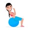 Vector cartoon girl doing exercises fitness ball
