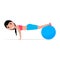Vector cartoon girl doing exercises fitness ball