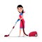 Vector cartoon girl with a vacuum cleaner