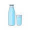 Vector cartoon glass bottle, cup of cold water