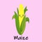 Vector Cartoon Golden Corn. Natural maize icon. Flat illustration of natural maize vector icon for web design