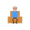 Vector cartoon grandfather sitting in a armchair