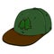 Vector Cartoon Green Old School Cap with Flat Peak. Hip-hop Headwear.