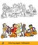 Vector cartoon halloween party illustration coloring and colored example