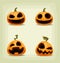 Vector cartoon halloween pumpkin set with scary laugh face