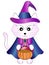 Vector Cartoon Halloween Witch Cat.