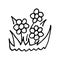 Vector cartoon hand drawn sketch bush of flower design element. Doodle illustration on white