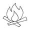 Vector cartoon hand drawn sketch campfire design element. Doodle illustration on white