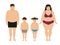 Vector cartoon happy fat overweight family