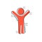 Vector cartoon happy man with hands up icon in comic style. People happy sign illustration pictogram. Man business splash effect