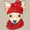 Vector cartoon hipster dog Chihuahua breed smiling